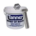 Tanner 1/2in-13 x 4in Hex Tap Bolts, Full Thread, Steel, Zinc Plated, Bucket-of-Bolts! 200 Pieces/Bucket TB-344